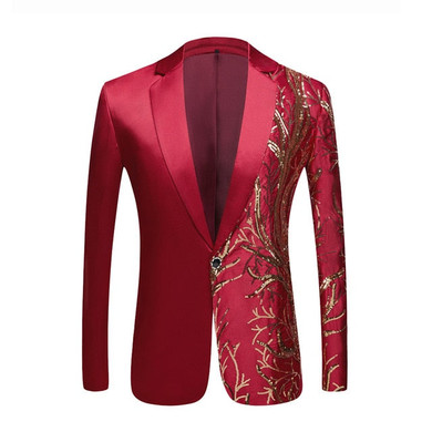 Tide Mens Gold Sequins Slim Fit Black Balzer Hip Hop Stage Singers Prom Dress Suit Jacket Party Jacket Men