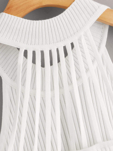 Rib-knit Strappy Back Halter Top