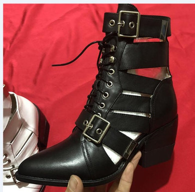Snakeskin Genuine Leather Boot Woman Pointed Toe High Heel Ankle Boots