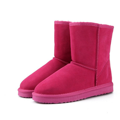 Classic Genuine Cowhide leather boots 100% Wool Women Boots