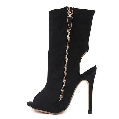 Women Sexy Ankle Boots Lapel Front Open Stilettos Pumps Peep Toe Chelsea Woman Ankle Boots