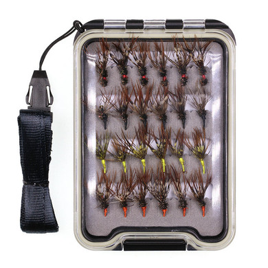ICERIO 24pcs/box Tenkara Fly with Waterproof Fly Box 12# Barbed Hook Trout Fishing Fly Lure Bait