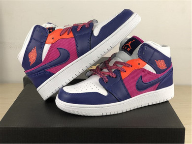 AJ 1 Mid Fire Pink Barely Grape (GS) Shoes Sneakers