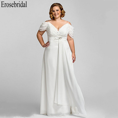 Erosebridal Plus Size Women Long 2019 White Formal Dresses Evening Gowns for Women Long Dress Evening Elegant