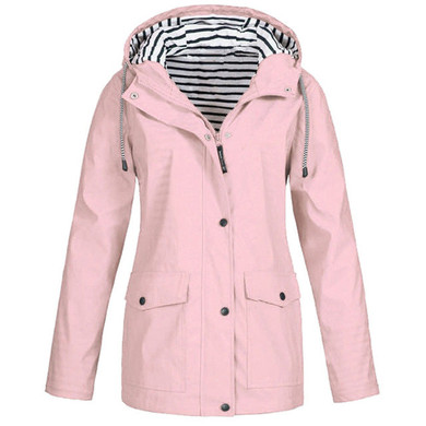 Newly Design Casual Women Windproof Overcoat Windbreaker Women Winter Coat and Jacket Zipper Outfit Hoody Coat with Pocket 81106
