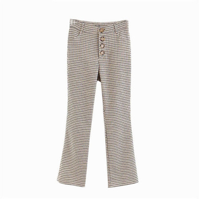 2018 Pant Suits 2 Piece Set Women Double Breasted Plaid Blazer Jacket & Trouser Office Lady Suit Feminino Ladies coat and pants