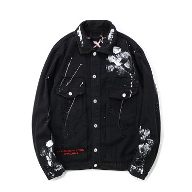 Graffiti Appliques printed Jeans Jacket