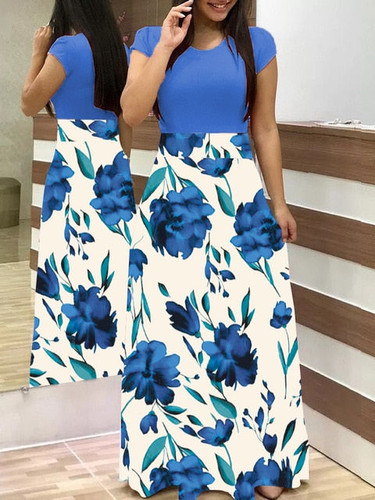 Women Long Sleeve Floral Print Maxi Dress Spring Autumn Vintage Casual Robe Elegant Ladies Party Long Dress Vestidos Plus Size