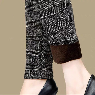 Autumn Winter Women's High Elasticity  Plus Velvet  Leggings Female Plus Size Fleece Trousers Flower Print Velvet Pencil Pants