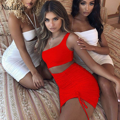 Nadafair Mini Bodycon Summer Dress Women Club Hollow Out Ruched Backless Orange White Black Party Bandage Women Sexy Dresses