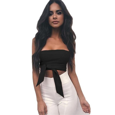 Adogirl Sexy Crop Top With Ribbons Women Strapless Boob Tube Ladies Stretch Bandeau Bra Crop Tops Bra Lingerie Off Shoulder