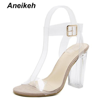 PVC Jelly Sandals Crystal Open Toed High Heels