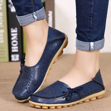 Women Flats Women Genuine Leather Shoes Slip On Loafers