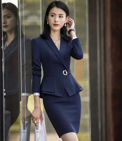 Ladies Office Uniform Designs Business Suits With Skirt and Tops Autumn Winter Fashion Wine Formal Work Wear Sets Blazer