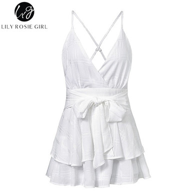 Lily Rosie Girl V Neck Sexy Female Playsuit Plaid Boho Floral Playsuit Shorts Jumpsuit Romper Bodysuit for Women 2018 Streetwear Lily Rosie Girl V Neck Sexy Female Playsuit Plaid Boho Floral Playsuit Shorts Jumpsuit Romper Bodysuit for Women 2018 Streetwear
