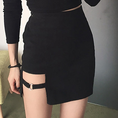 Korean Style Black Package Hip Skirts Irregular Hem Pencil Micro Skirt Sexy Slim Women Bodycon Party Skirts Black