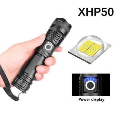 Powerful LED Tactical Flashlight CREE XHP50 USB Rechargeable Super Bright Waterproof Torch Light Zoom LED 5 Modes Lamp Outdoor