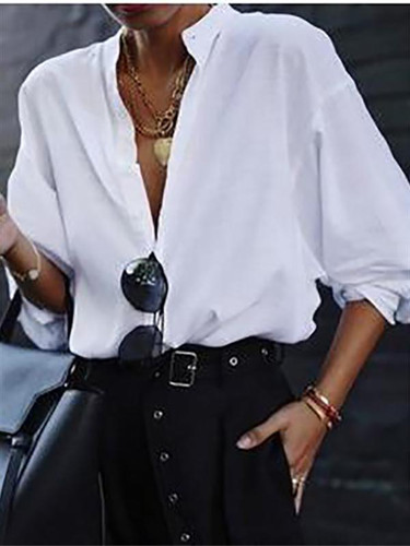 Casual Pure Colour Long Sleeve Shirt