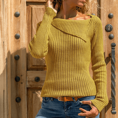 Casual Pure Color Slim Long Sleeve Knitted Sweater