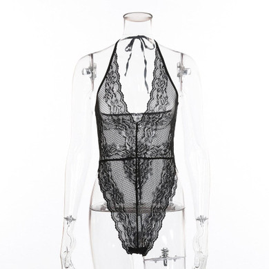 Sexy Lace Sheer Mesh Transparent Bodysuit