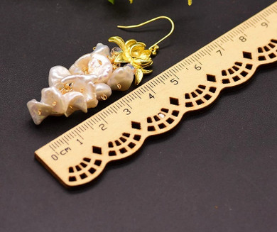 Pearl Dangle Flower Drop Earrings