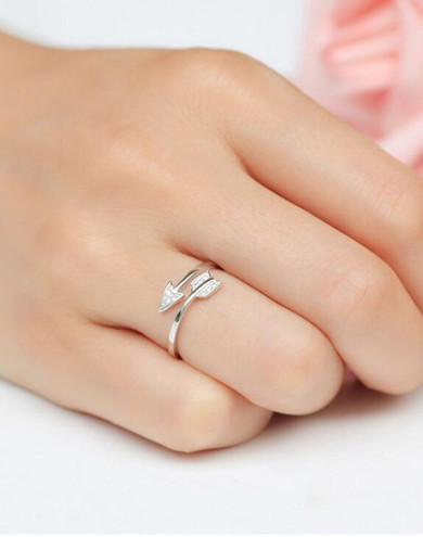 Silver Arrow Crystal Engagement Ring