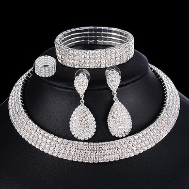 4 Pc. Necklace Bracelet Ring Earring Set