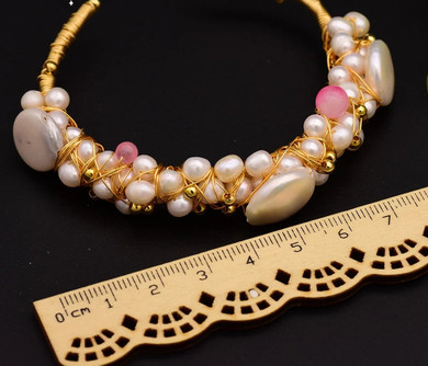 Original Natural Fresh Water Baroque Pearl Bangle Bracelet