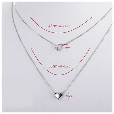 Double Layer Collarbone Necklace Heart Pendant