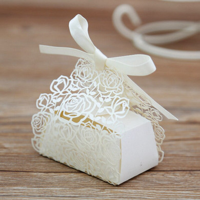 100 Pc. Cream Rose Laser Cut Favor Boxes