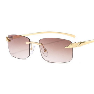 JASPEER  Rectangle Women Rimless Small Lens Sunglasses