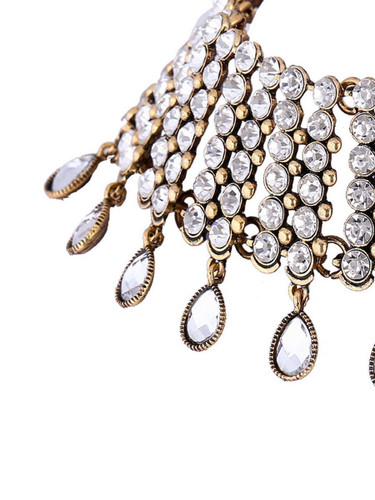 Wide Rhinestone Water-Drop Choker Necklace