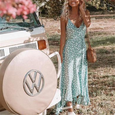Polka Dot Ruffled Print Bohemian Holiday Wind Beach Dress