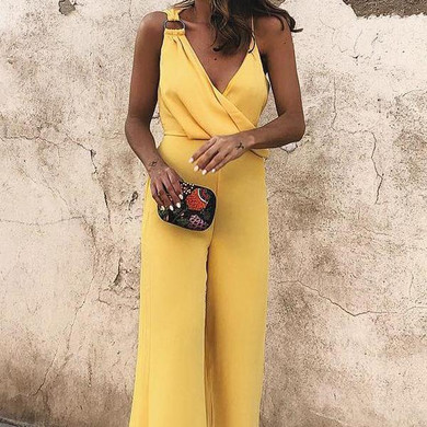 Sexy Fashion Yellow Sleeveless Jumpsuit