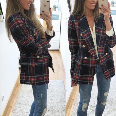 Double-Breasted Grid Lapel Suit
