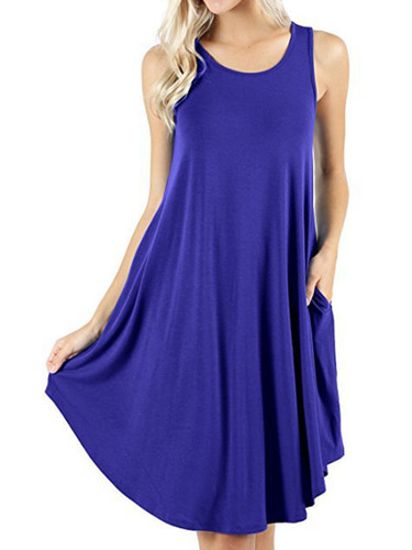 Round Neck Plain Casual Dress