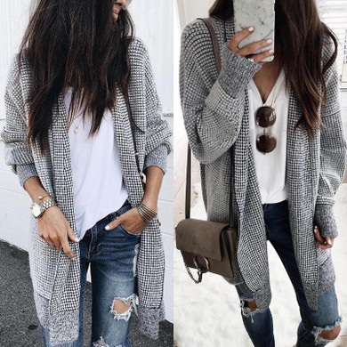 Fashion Plaids Long Sleeve Cardigans
