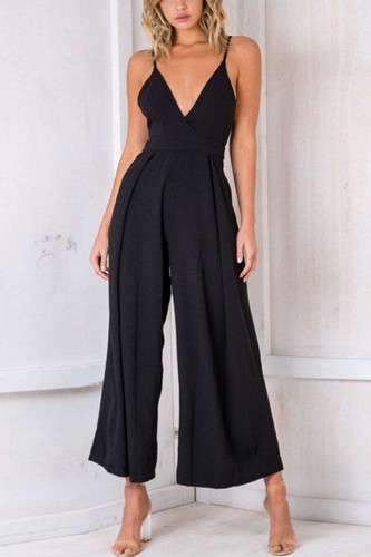 Sexy V Neck Backless Sleeveless Jumpsuit