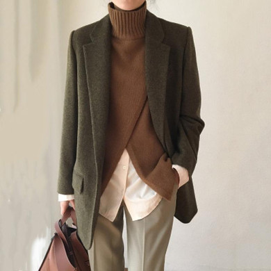 Casual High Collar Slit Pure Colour Vest Sweater