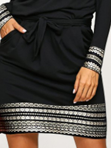 One Shoulder Belt Contrast Stitching Asymmetric Stripe Bodycon Dresses
