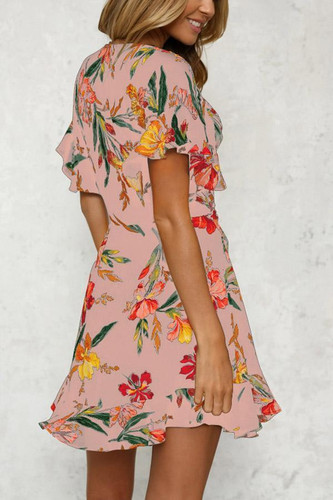 Sexy Short Sleeves Floral Print Mini Dress Sexy Short Sleeves Floral Print Mini Dress