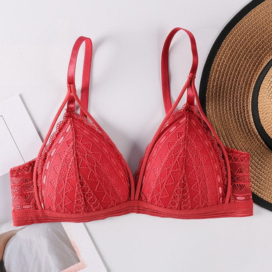 Floral Lace Bras For Women Sexy Lingerie Beauty Back Deep V Lace Bralette Female Brassiere Wire Free Thin Underwear Push Up Bra