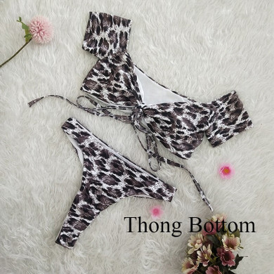 Leopard Print High Waist Brazilian Thong Bikini Set