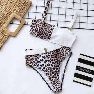 Sexy Leopard One shoulder Beachwear