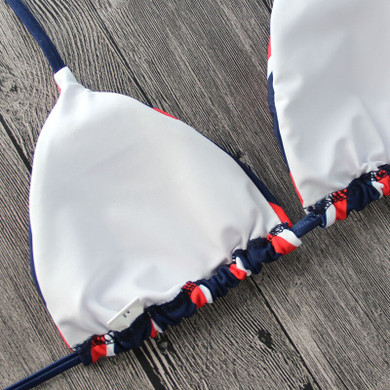 Striped Navy Blue Push Up Hot Bikini Set