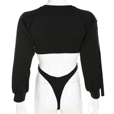 Black Cut Out Gothic Rave Bodysuit