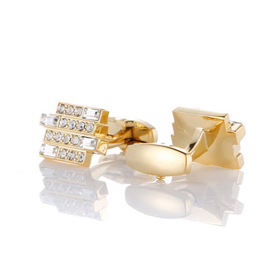 Luxury Gold Crystal Wedding Shirt Cuff Links
