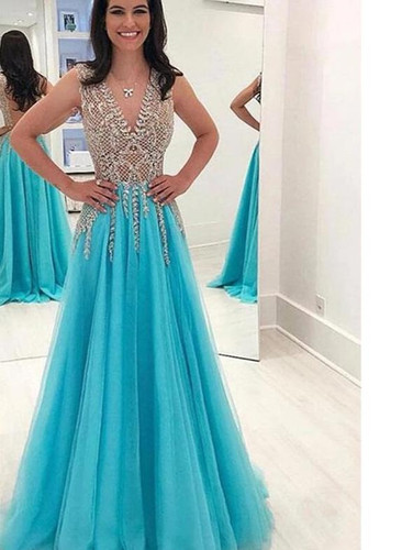 Deep V Neck Long Evening Dress Deep V Neck Long Evening Dress