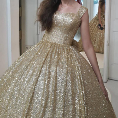 Bling Bling Gold Sequined Prom Dress