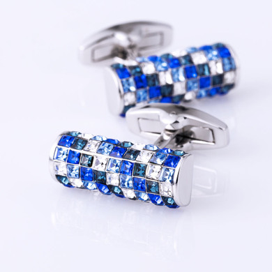 Blue and White Crystal Luxury Wedding Cuff link